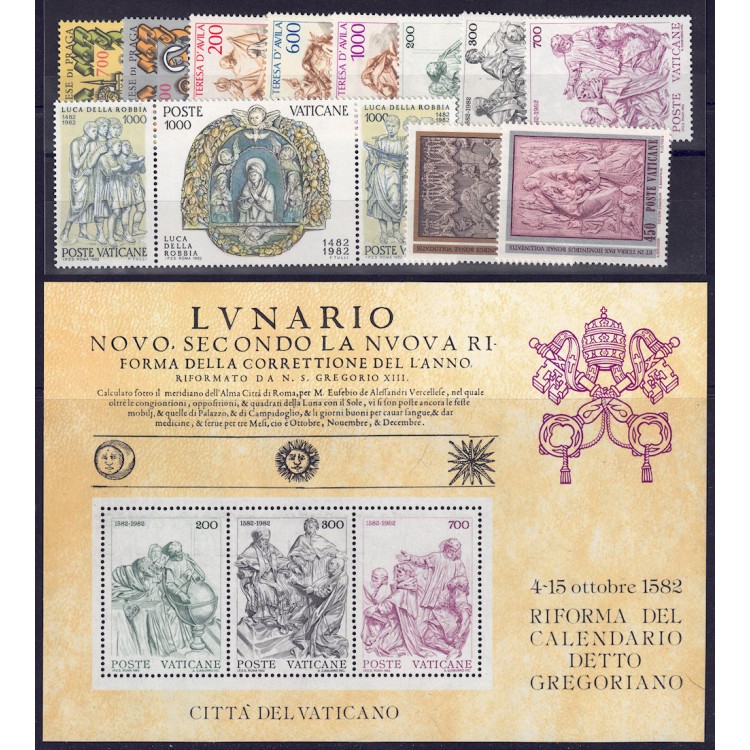 VATICAN 1982 Complete Year 13v + 1 s/s MNH**