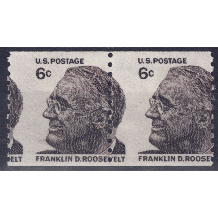 USA 1968 Variety 6c Roosevelt (moved perforation) 2v MNH**