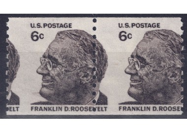 USA 1968 Variety 6c Roosevelt (moved perforation) 2v MNH**