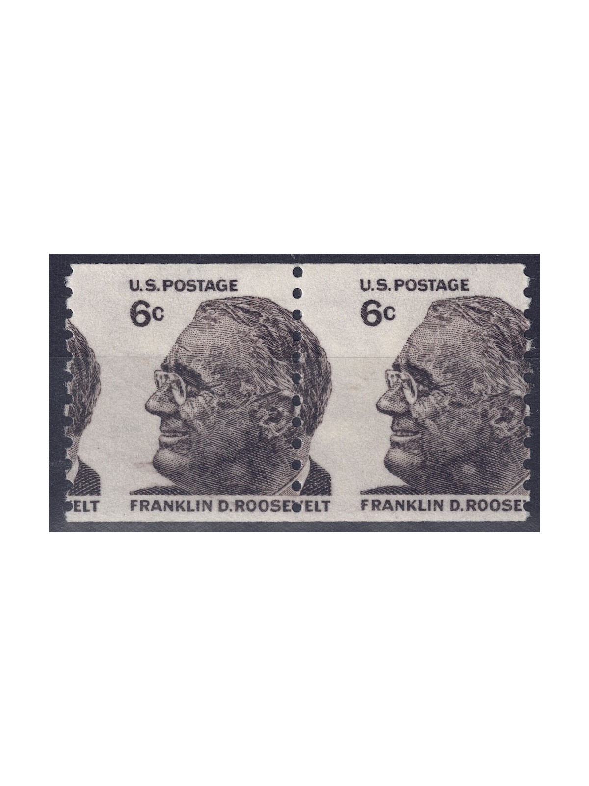 USA 1968 Varietà 6c Roosvelt (dent. spostata) 2v MNH**