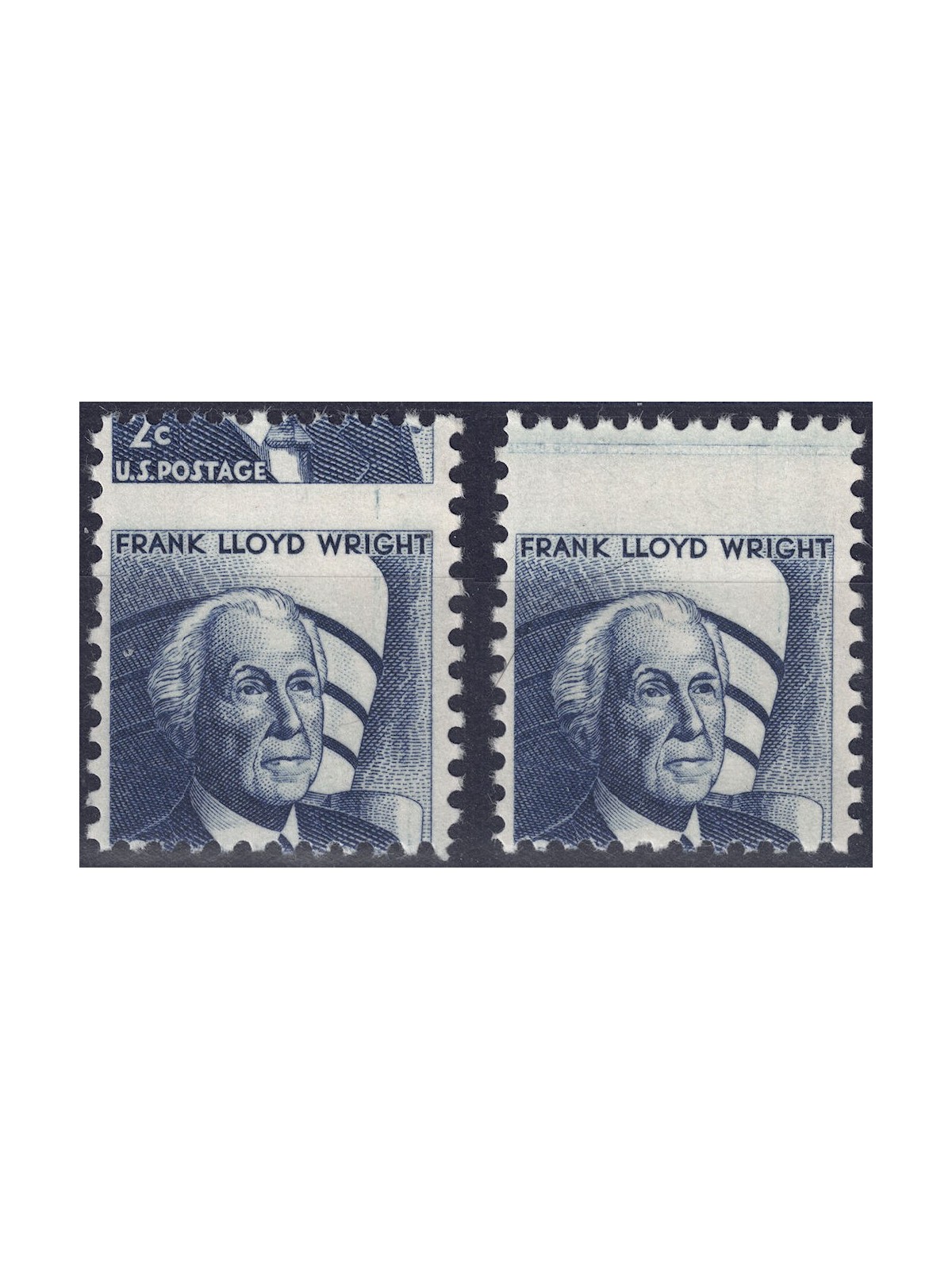 USA 1966 Variety 2c Wright (moved perforation) 2v MNH**