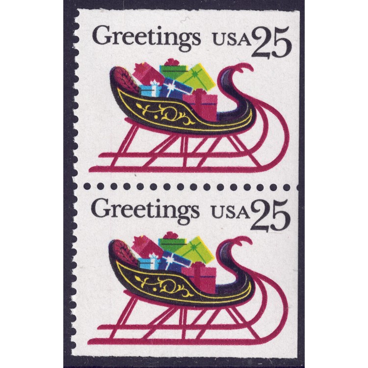 USA 1989 Christmas (Sleigh) □ adjacent sides 2v MNH**