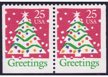 USA 1990 Christmas (Christmas Tree) □ adjacent sides 2v MNH**