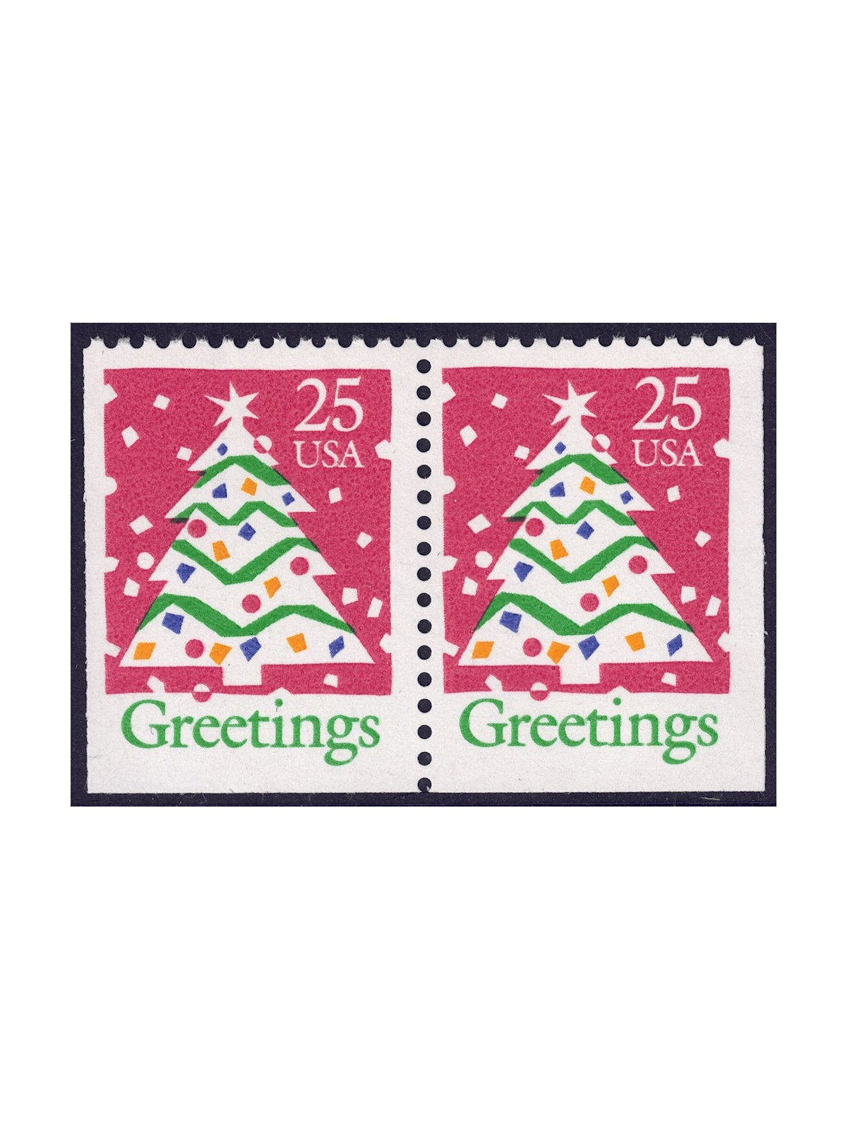 USA 1990 Christmas (Christmas Tree) □ adjacent sides 2v MNH**