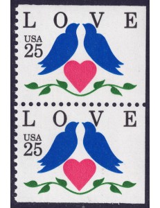 USA 1990 Exaltation of the concept of Love (□ adjacent sides) 2v MNH**