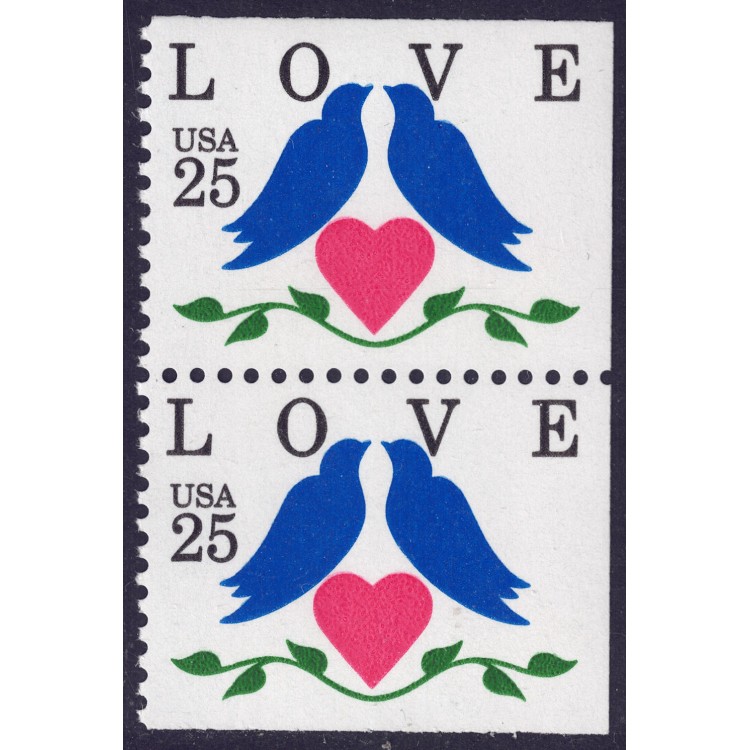 USA 1990 Esaltazione del concetto Amore (□ lati contigui) 2v MNH**