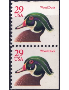 USA 1991 Anatra di legno (rosso) □ lati contigui 2v MNH**