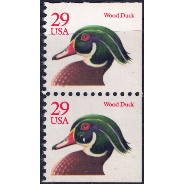 USA 1991 Wood Duck (red) □ adjacent sides 2v MNH**