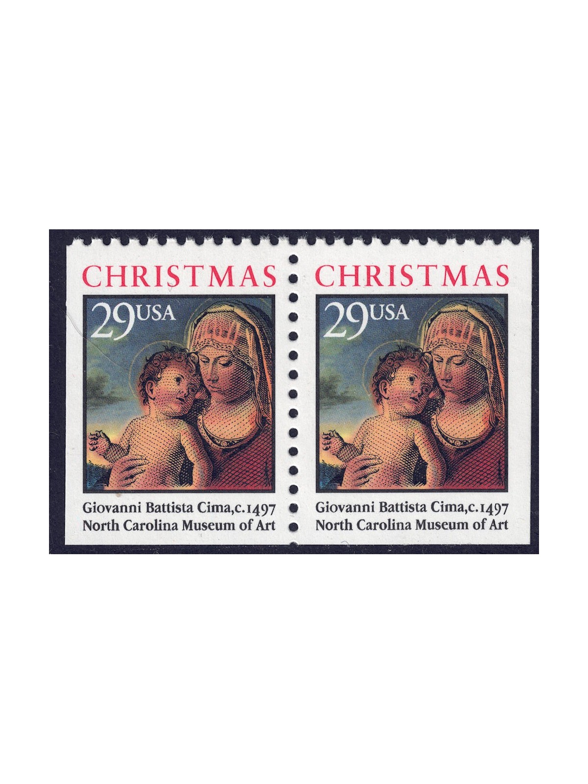 USA 1993 Natale (□ lati contigui) 2v MNH**