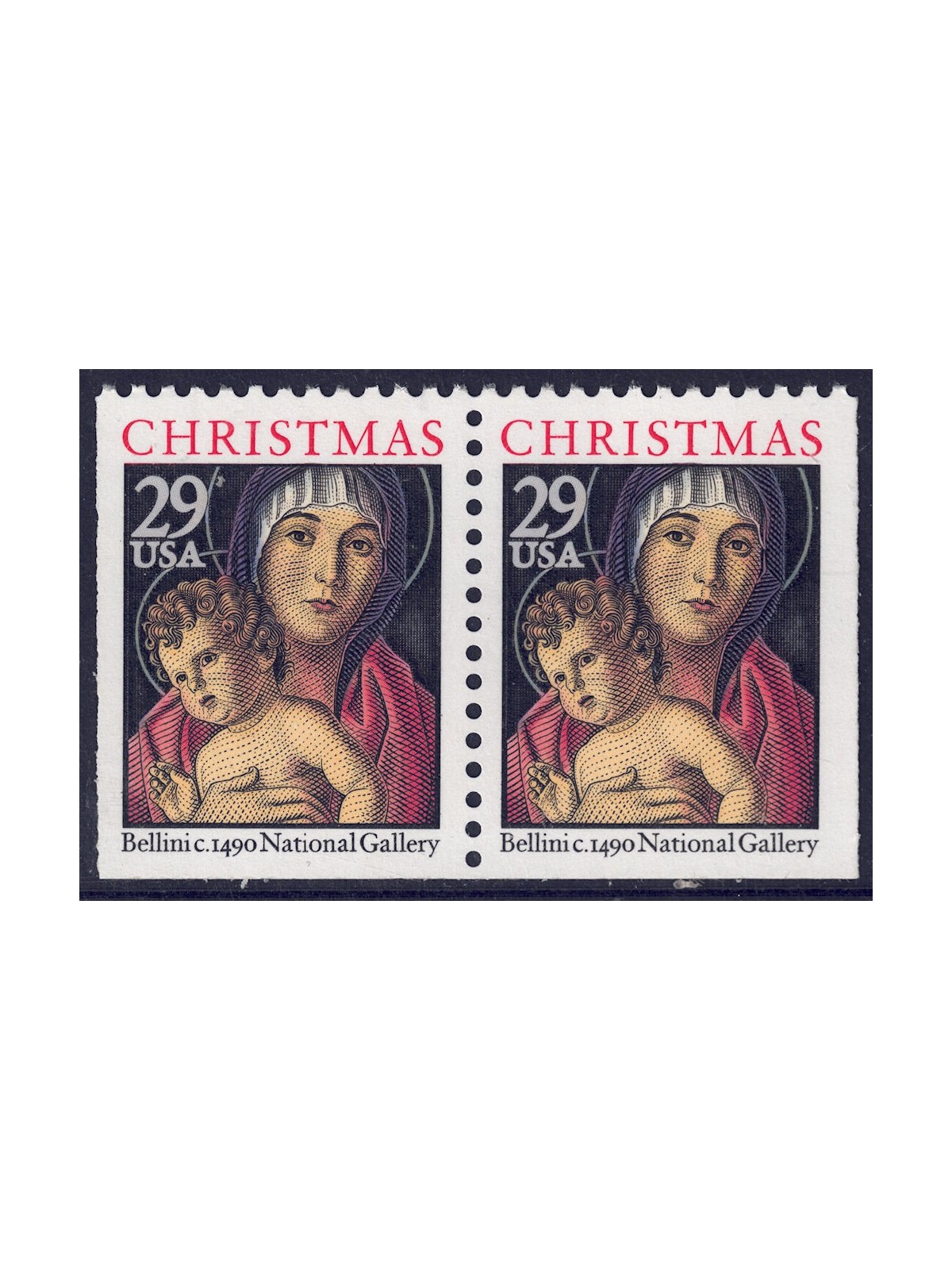 USA 1992 Natale (Madonna) □ lati contigui 2v MNH**