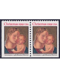 USA 1991 Christmas (Madonna) □ adjacent sides 2v MNH**