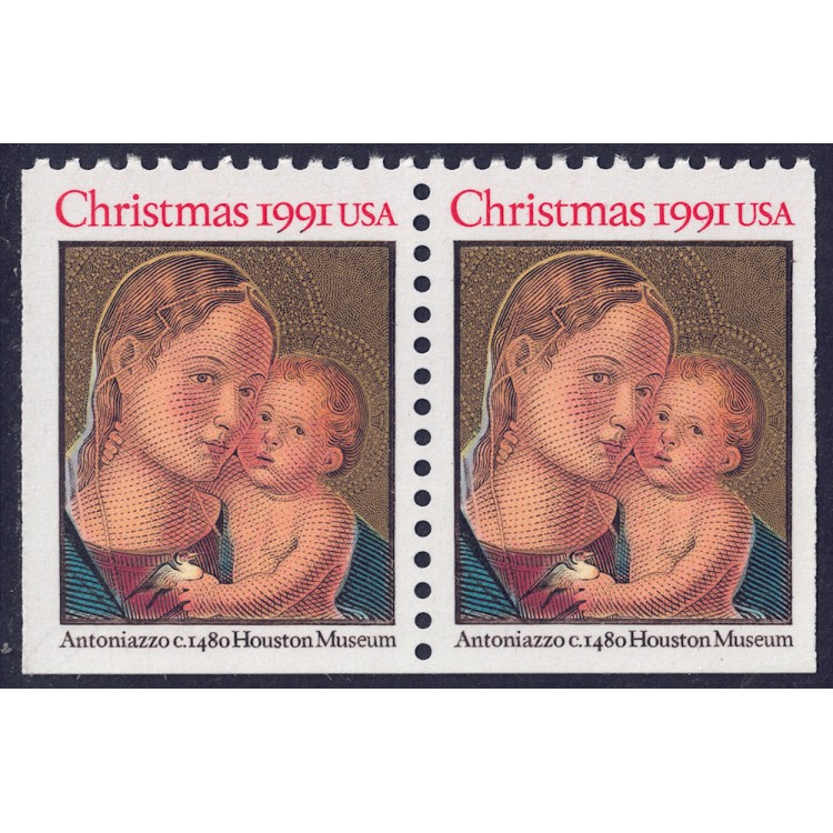 USA 1991 Christmas (Madonna) □ adjacent sides 2v MNH**