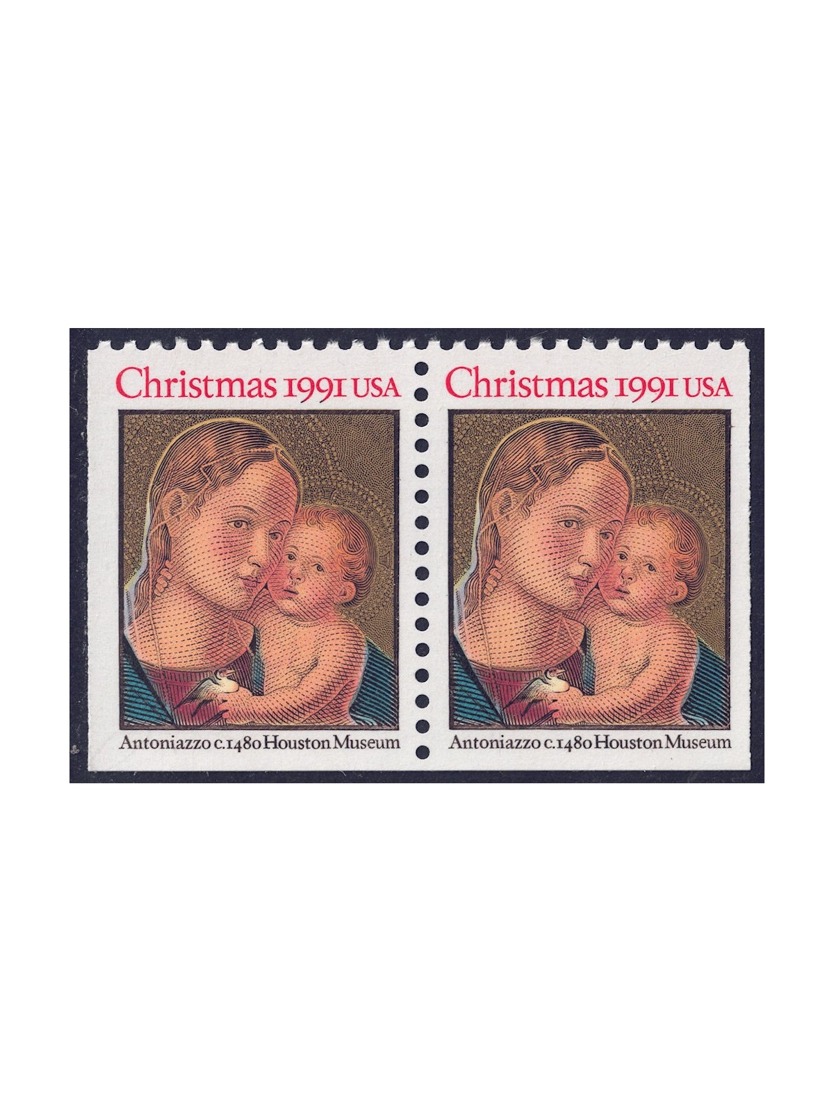 USA 1991 Natale (Madonna) □ lati contigui 2v MNH**
