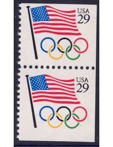 USA 1991 Olympic Flag and Rings (□ adjacent sides) MNH**