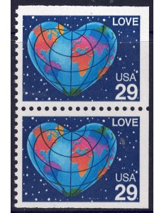 USA 1991 Exaltation of the concept of Love (□ adjacent sides) 2v MNH**