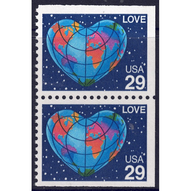 USA 1991 Esaltazione del concetto Amore (□ lati contigui) 2v MNH**