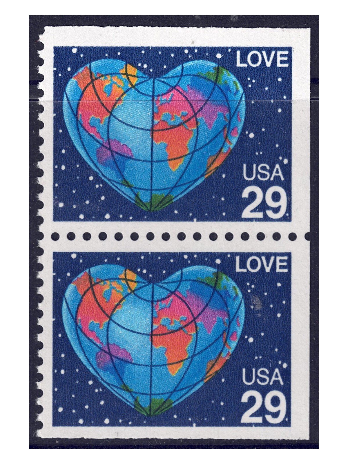 USA 1991 Esaltazione del concetto Amore (□ lati contigui) 2v MNH**