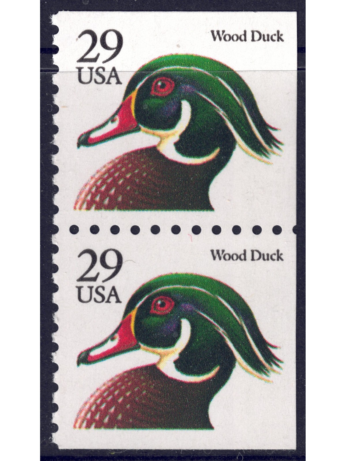 USA 1991 Wood Duck (Black) □ adjacent sides 2v MNH**