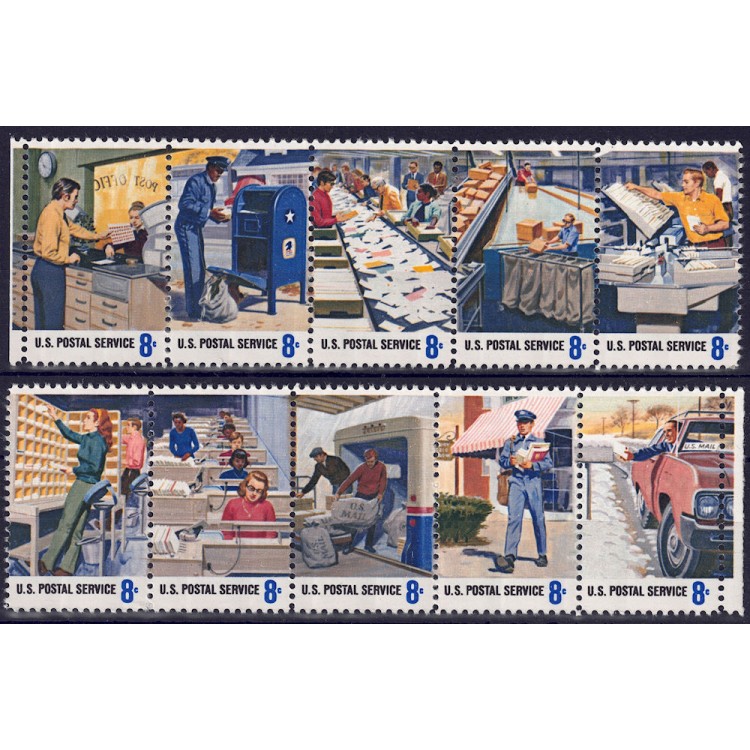 USA 1973 Postal Employees 10v MNH**
