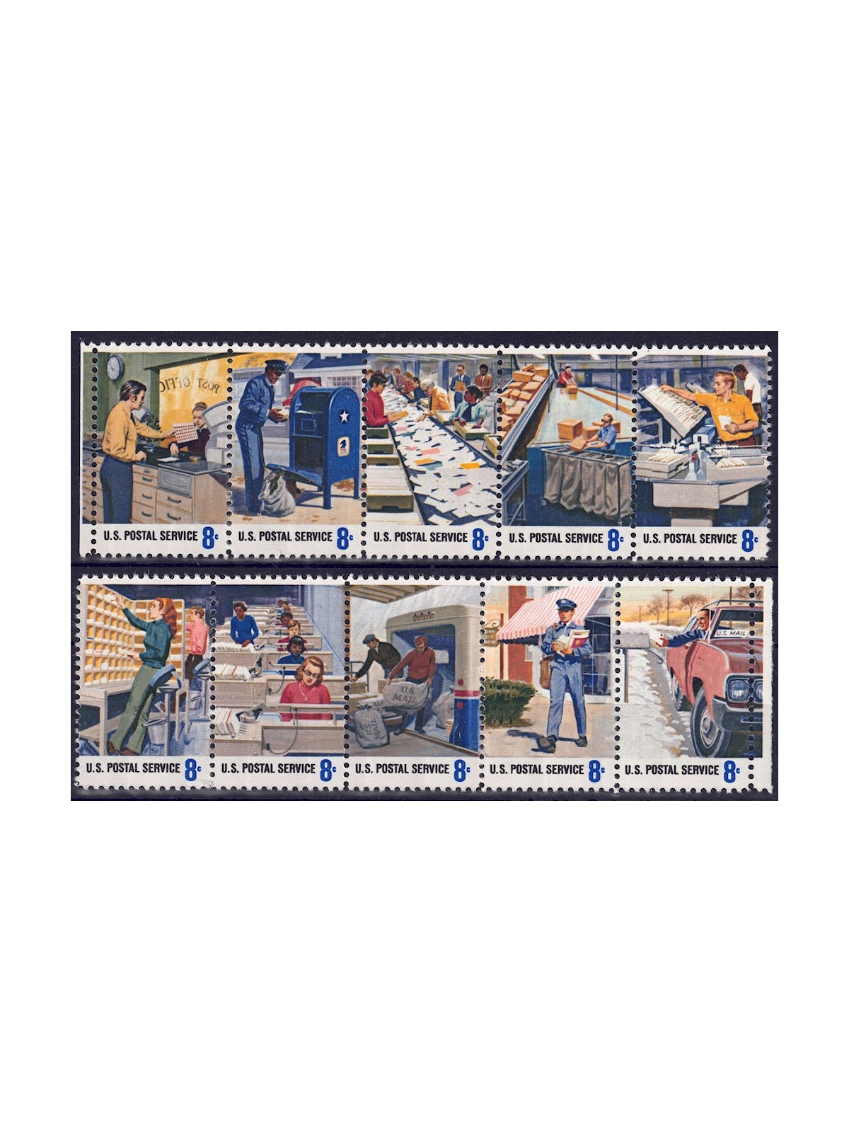 USA 1973 Postal Employees 10v MNH**