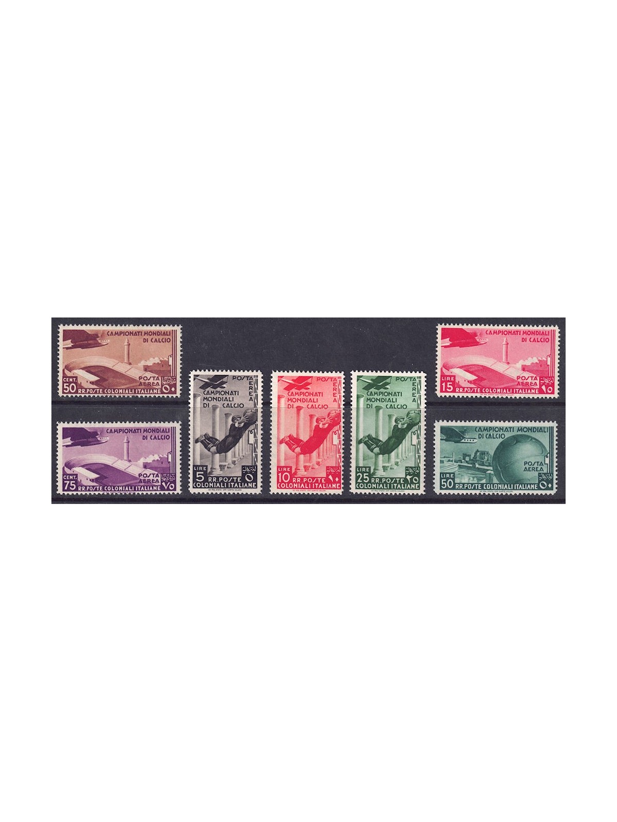 COLONIES GENERAL ISSUES 1934 Football Championships (Airmail) 7v MNH**
