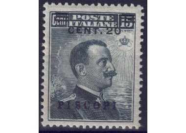 EGEO PISCOPI 1916 20c su 15c grigio nero MNH**