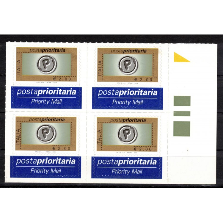 ITALY 2004 Priority mail €2.00 in block of four MNH**