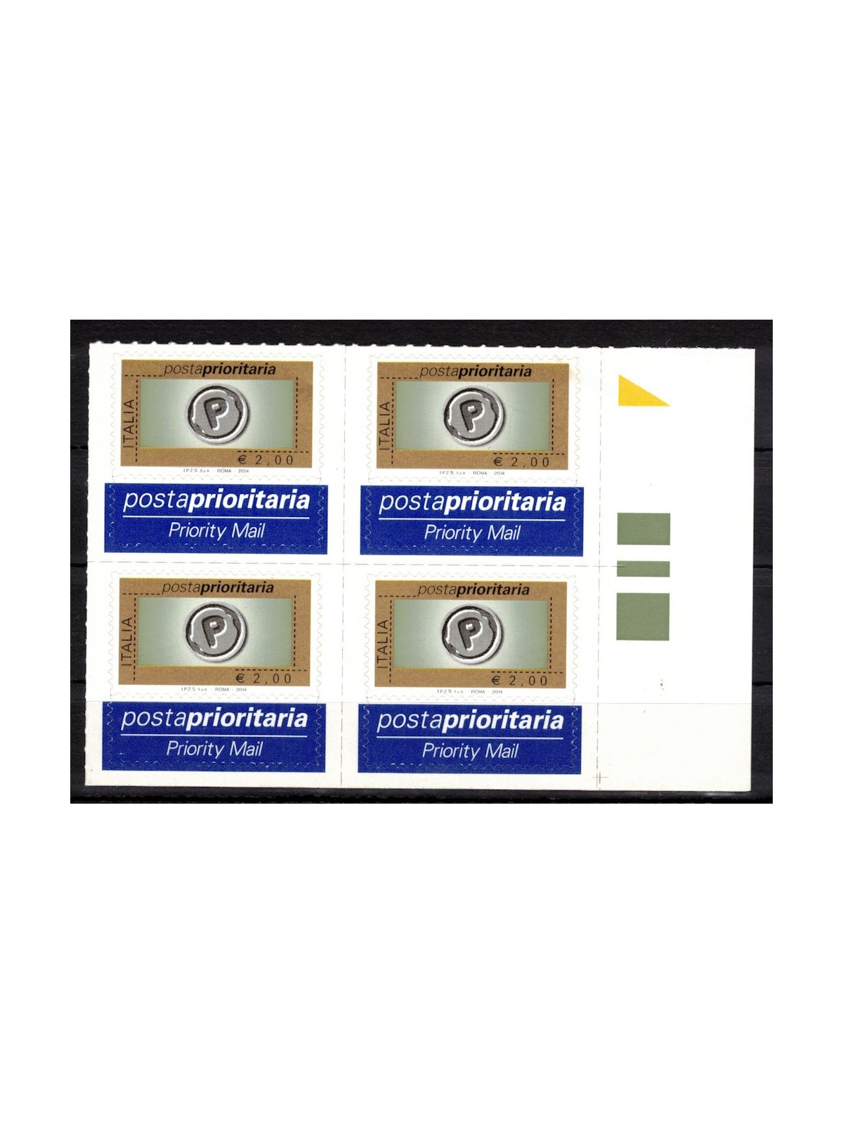ITALIA 2004 Posta prioritaria € 2,00 in quartina MNH**