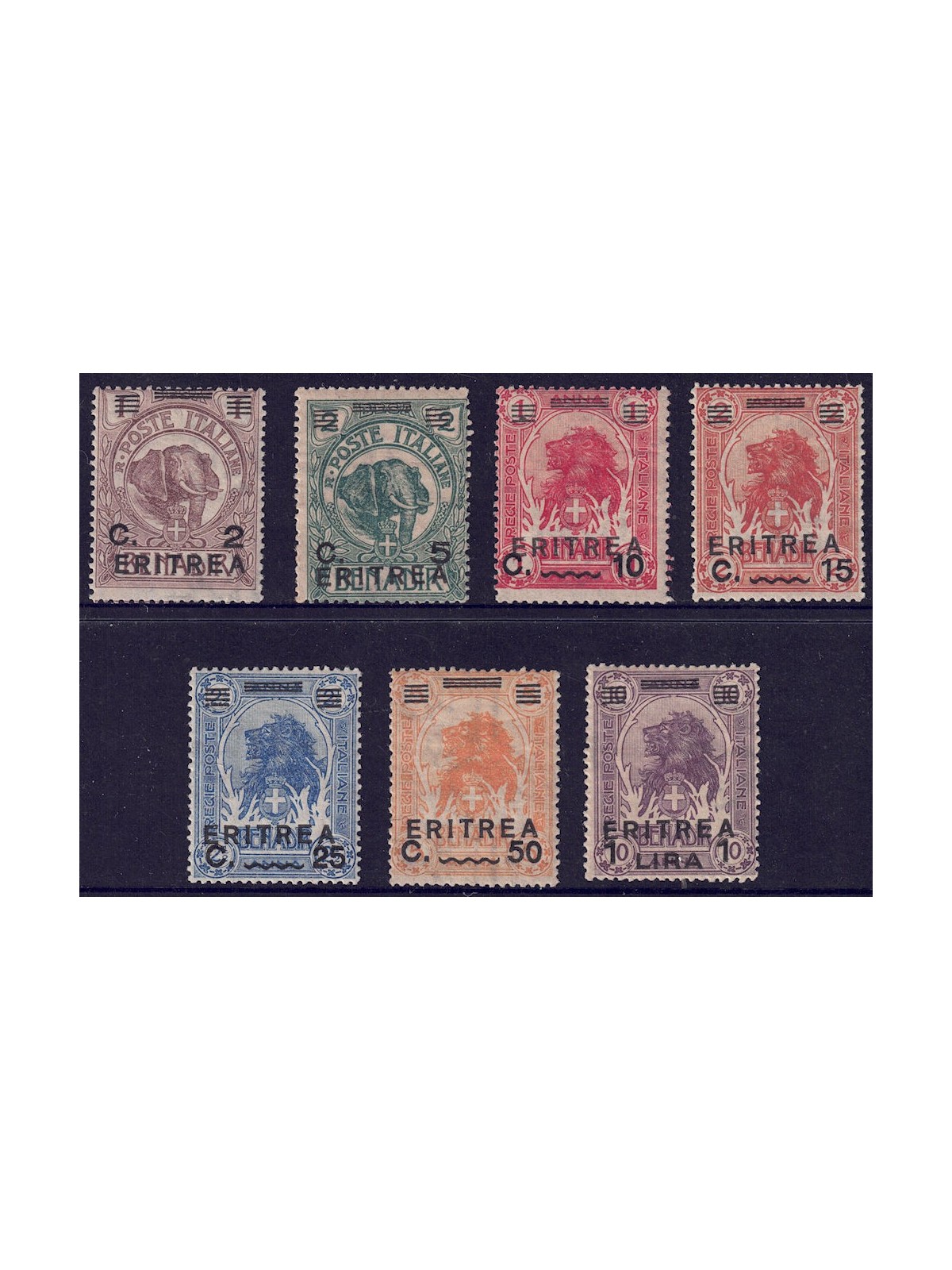 ERITREA 1922 Francobolli di Somalia soprastampati 7v MNH**