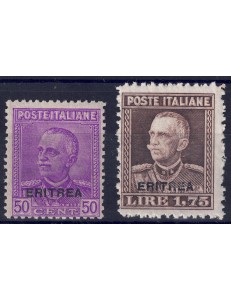 ERITREA 1928-29 Overprinted Eritrea 2v MNH** ©