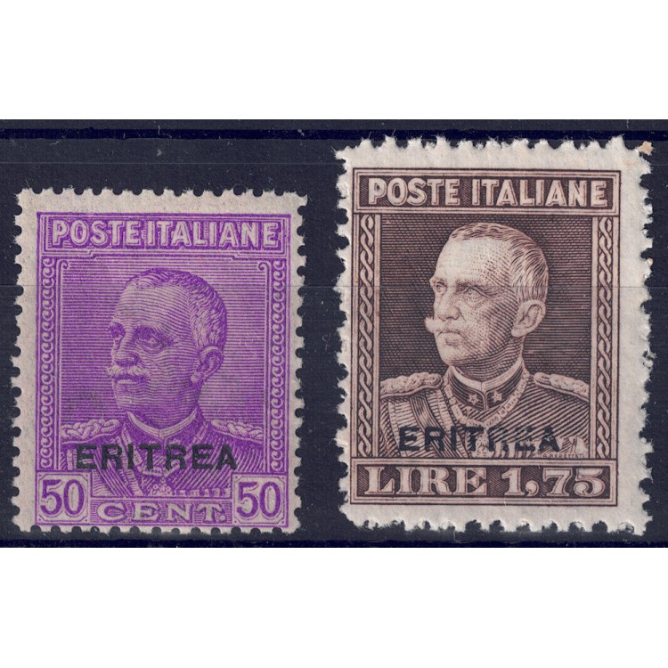 ERITREA 1928-29 Overprinted Eritrea 2v MNH** ©