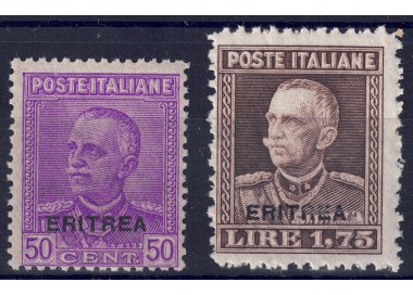 ERITREA 1928-29 Overprinted Eritrea 2v MNH** ©