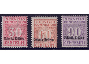 ERITREA 1916 Commission service 3v MNH**