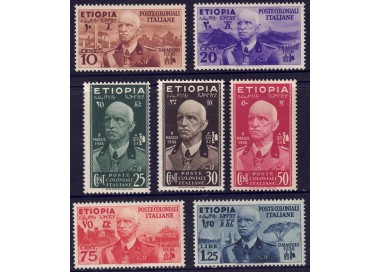 ETIOPIA 1936 Effigie di Vittorio Emanuele III 7v MNH**