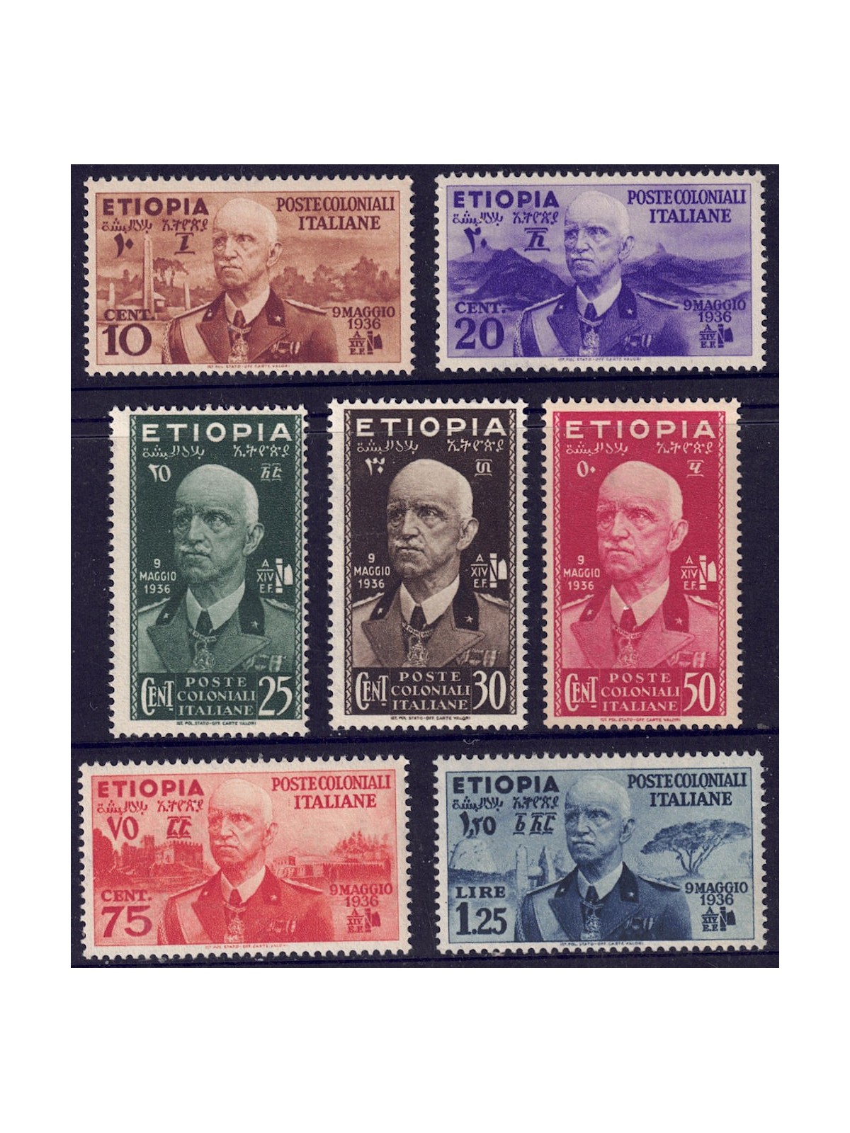 ETIOPIA 1936 Effigie di Vittorio Emanuele III 7v MNH**