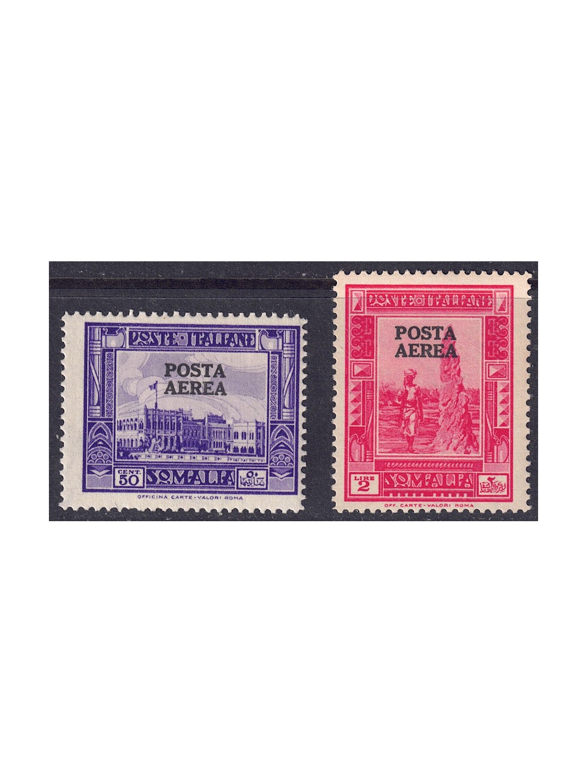 SOMALIA ITALIANA 1936 Pittorica soprastampata (posta aerea) 2v MNH**