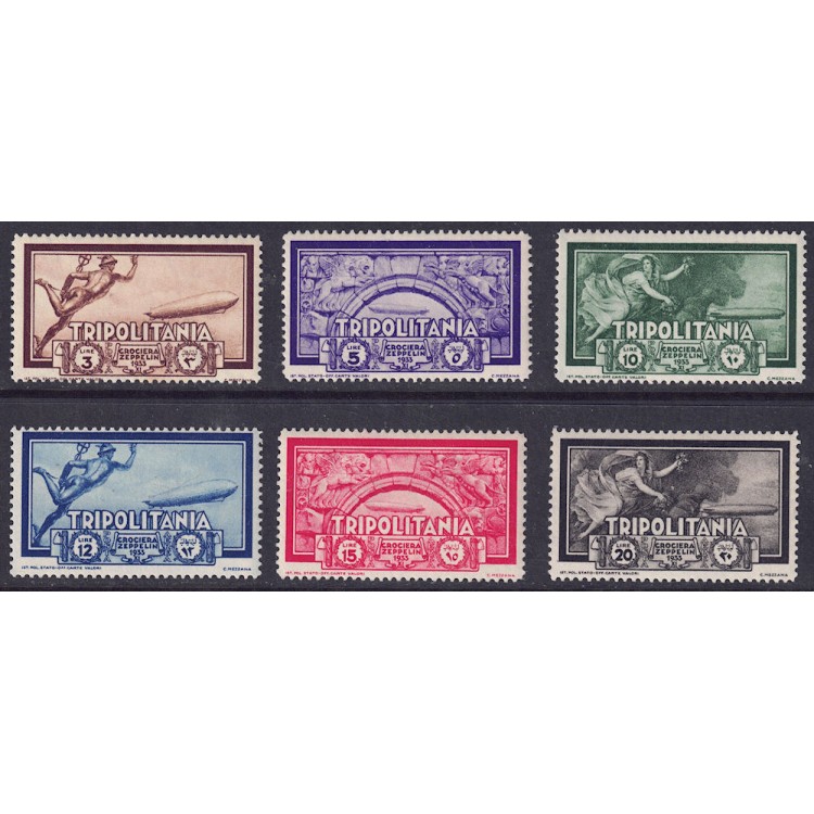 TRIPOLITANIA 1933 Zeppelin Cruise 6v MNH**