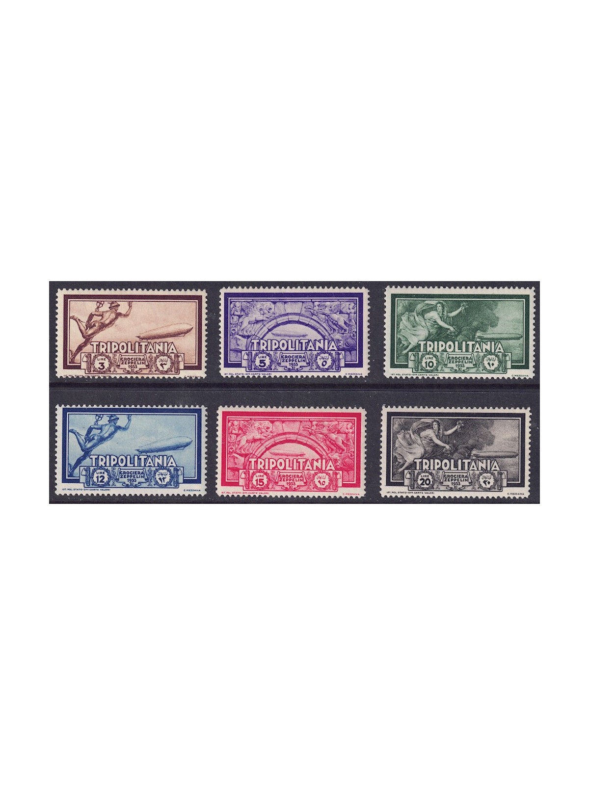 TRIPOLITANIA 1933 Crociera Zeppelin 6v MNH**