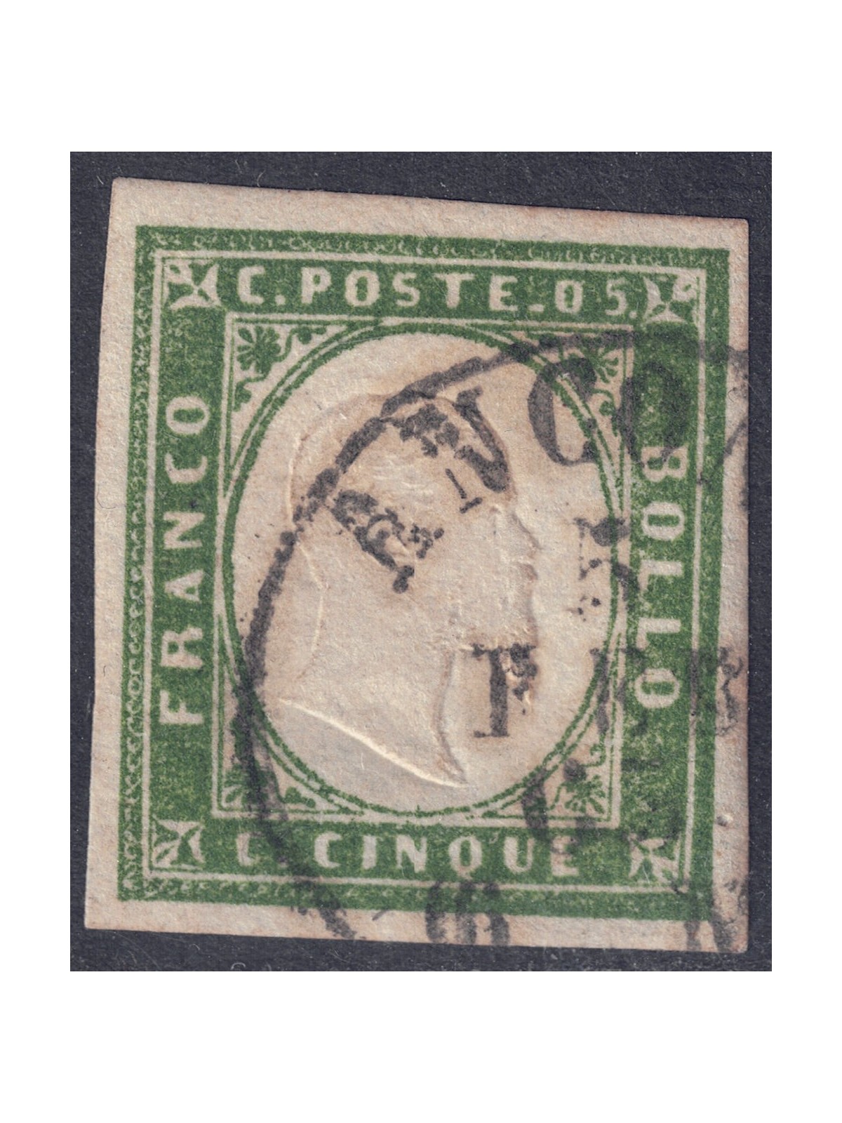 ITALIA REGNO 1861 Matraire (5c verde giallo) us