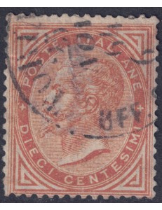 ITALY KINGDOM 1865 De La Rue 10c ochre (Turin) us