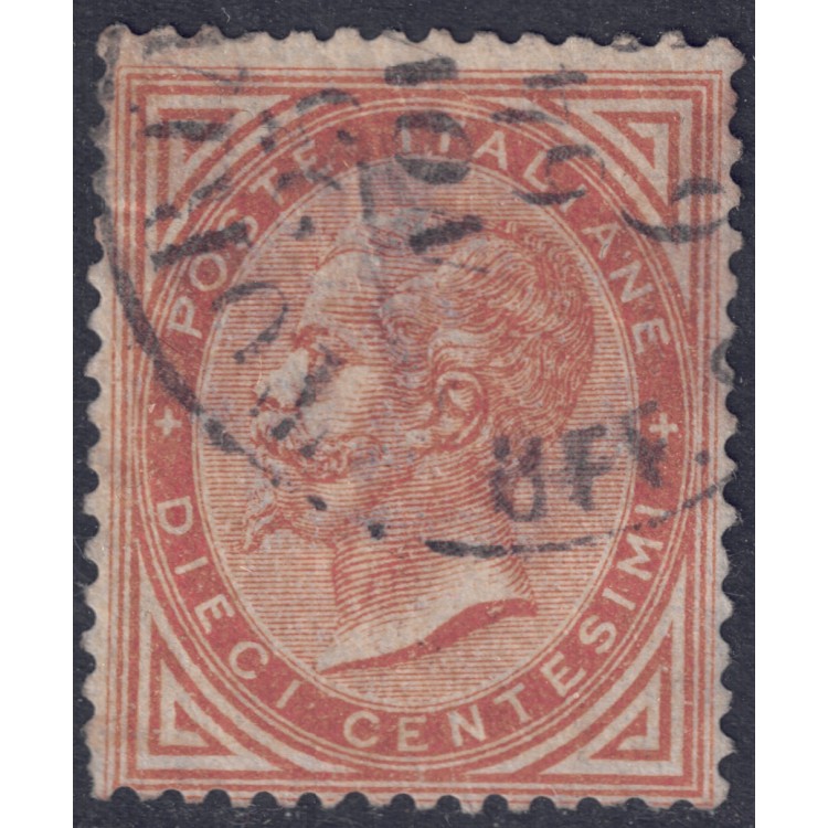 ITALY KINGDOM 1865 De La Rue 10c ochre (Turin) us
