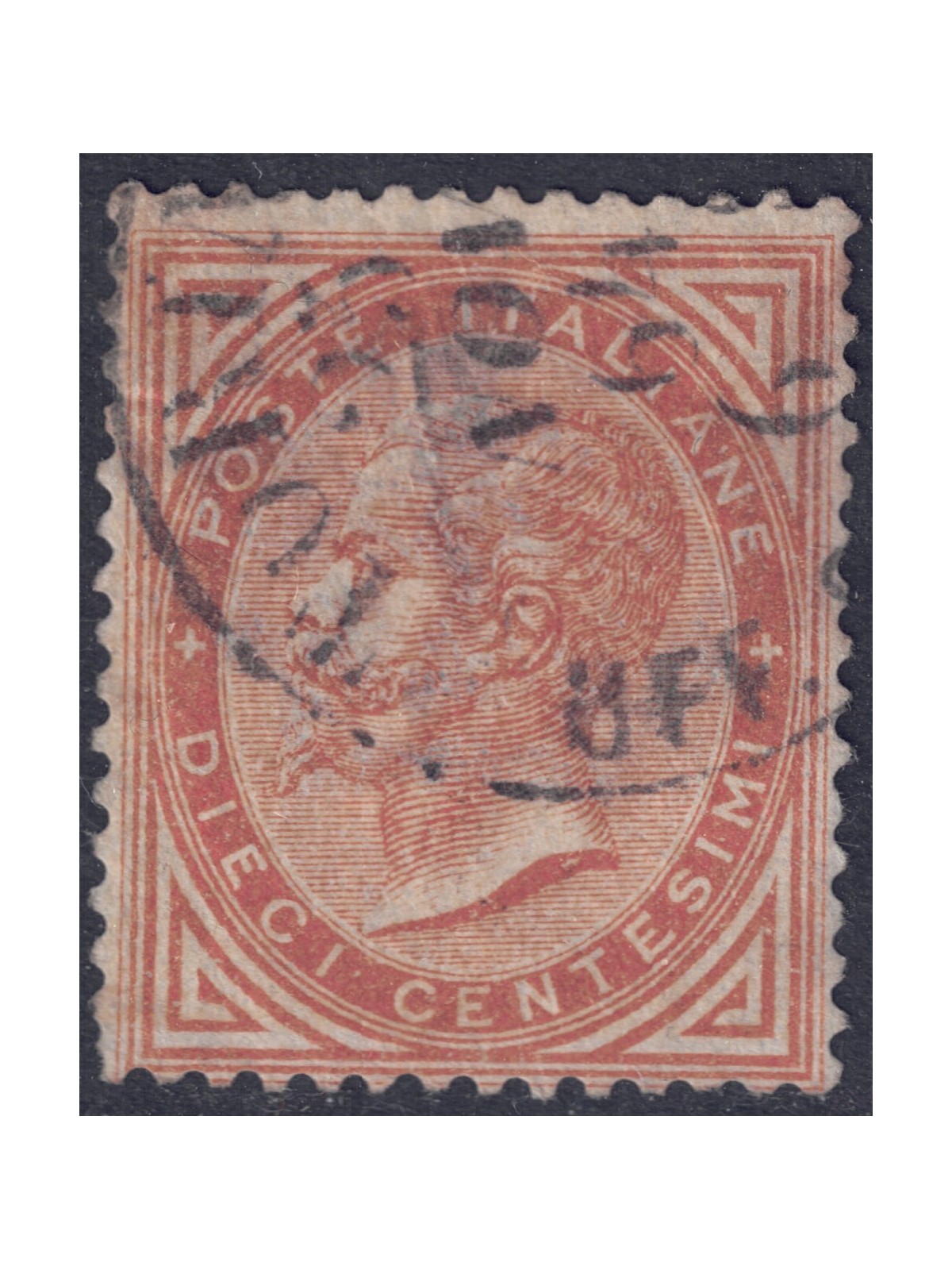 ITALIA REGNO 1865 De La Rue 10c ocra (Torino) us