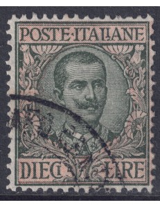 ITALY KINGDOM 1910 Floral £10 olive and rose us