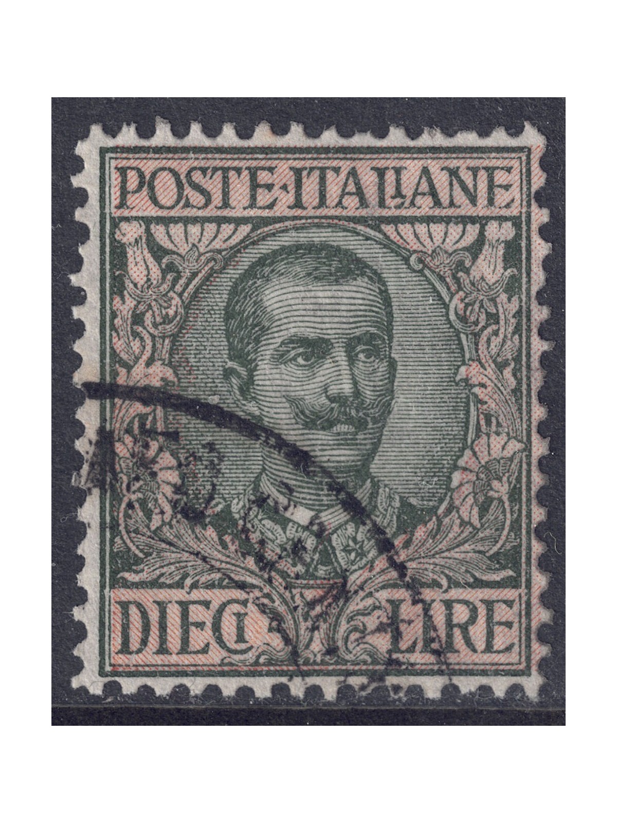 ITALY KINGDOM 1910 Floral £10 olive and rose us