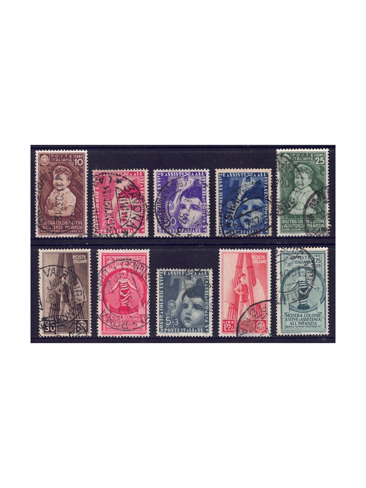 ITALIA REGNO 1937 Colonie estive 10v us