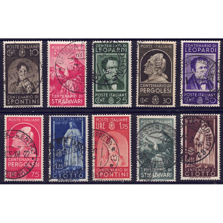 ITALY KINGDOM 1937 Illustrious Men 10v us