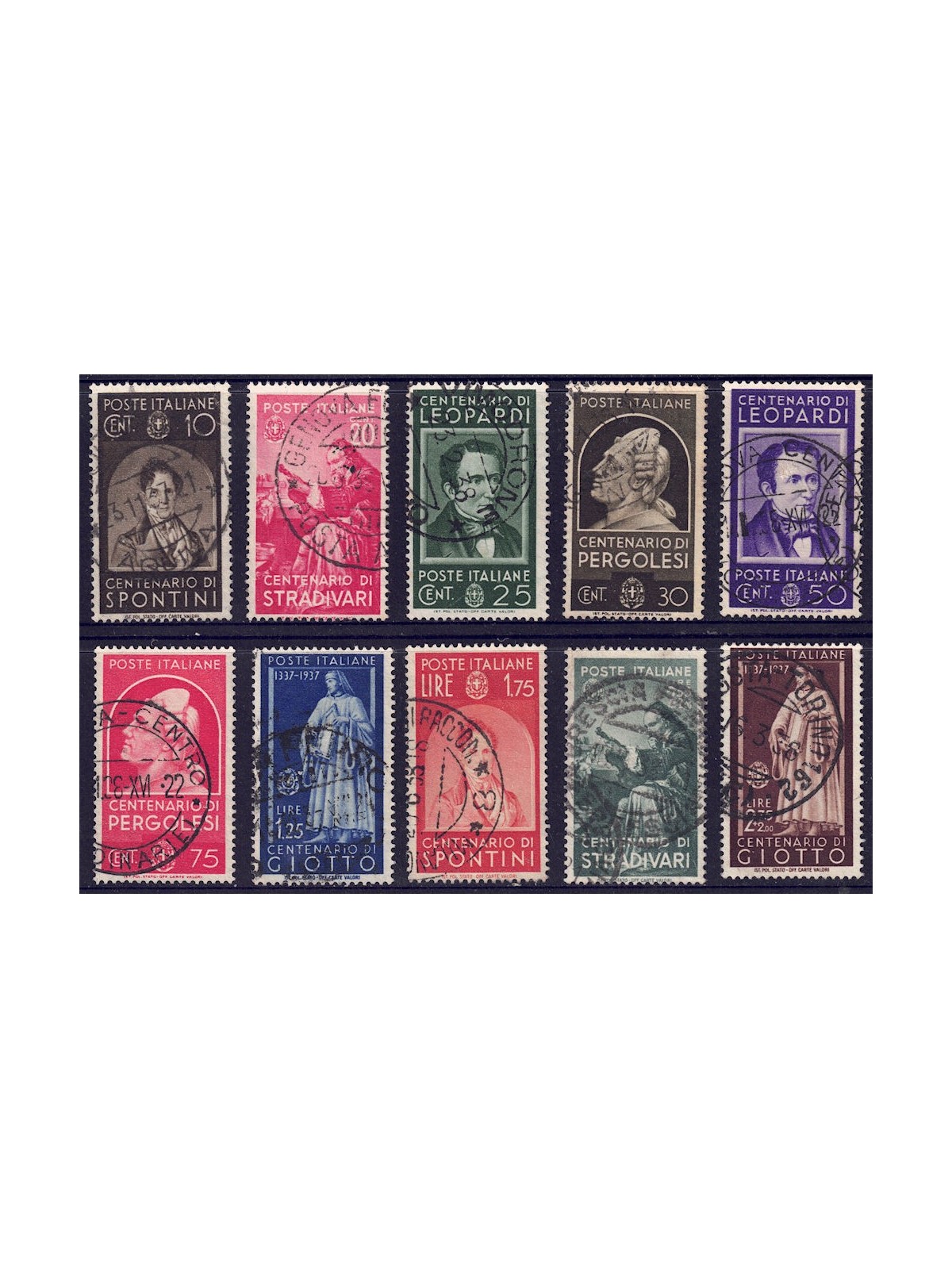 ITALY KINGDOM 1937 Illustrious Men 10v us