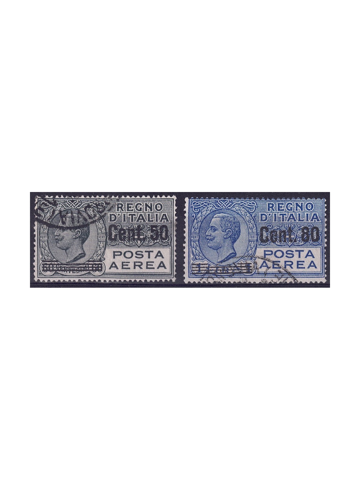 ITALIA REGNO 1927 Posta aerea, soprastampati 2v us