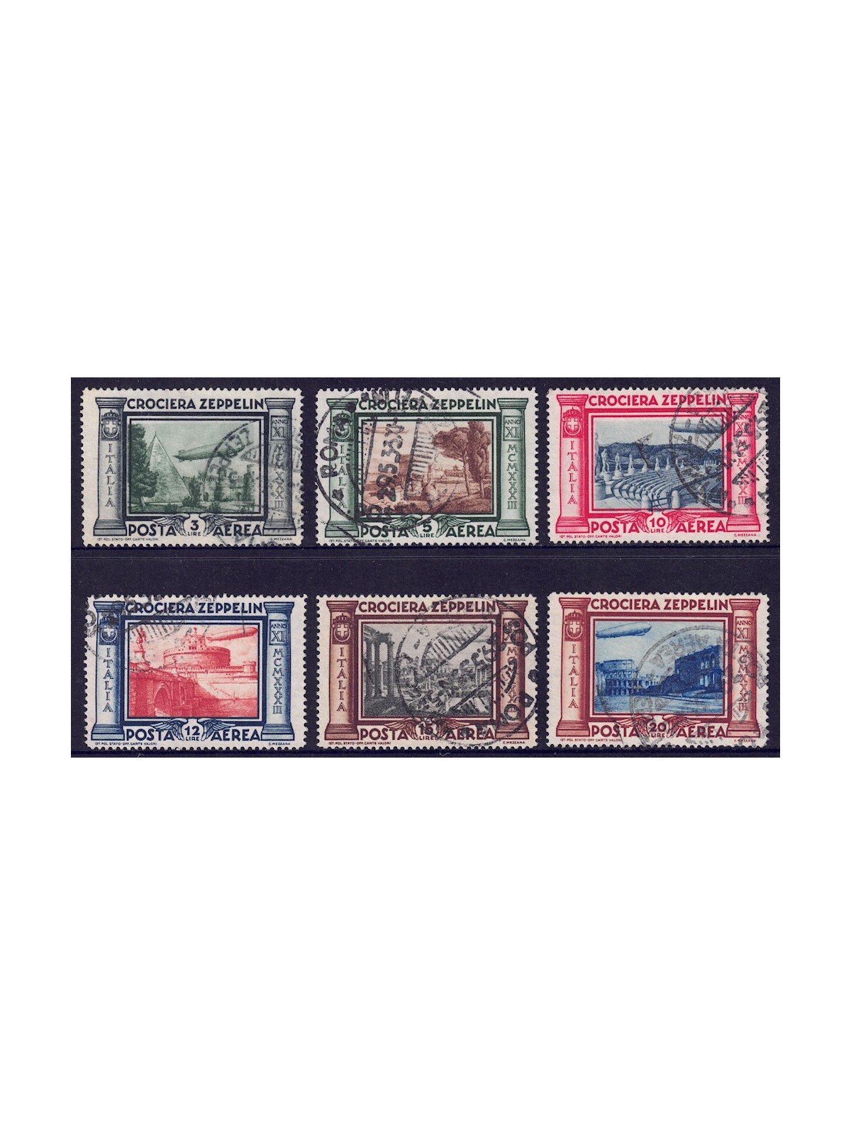 ITALIA REGNO 1933 Crociera Zeppelin 6v us
