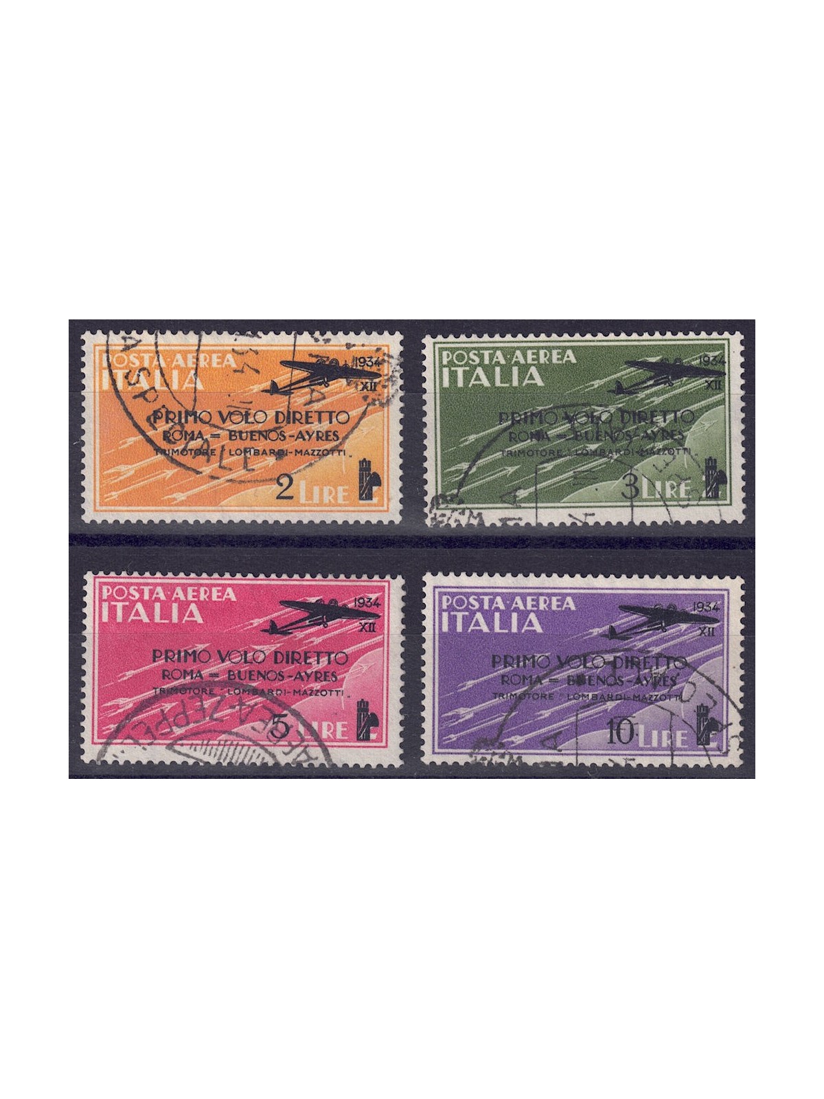ITALIA REGNO 1934 Posta aerea Roma-Buenos Aires 4v us